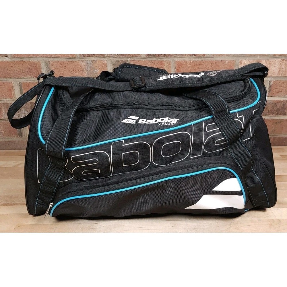 Babolat Xplore Large Tennis Duffle Gear Bag Black Cyan Blue 21 Inch